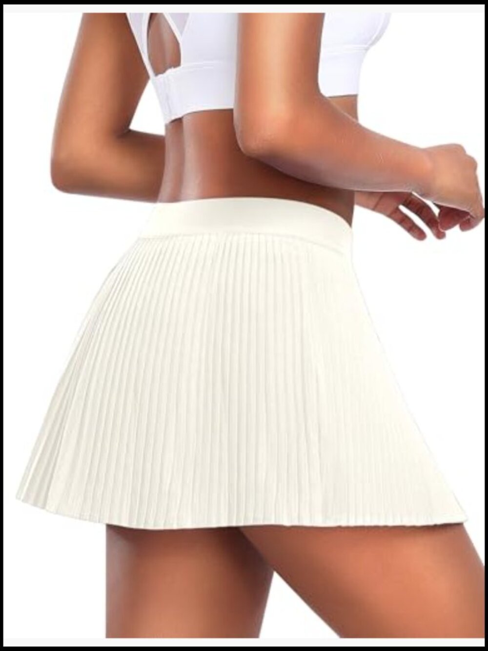 Pleated Tennis Skort with Built-in Shorts High Waist Athletic Skirt with Pockets - Picture 2 of 6